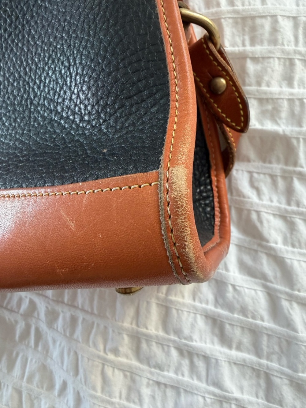 Dooney & Bourke Navy Blue and Brown Leather Crossbody Bag - Picture 8 of 11